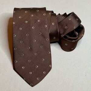 Valentino Dark Brown Tie with Subtle Polka Dot Pattern Silk Tie Vintage Summer